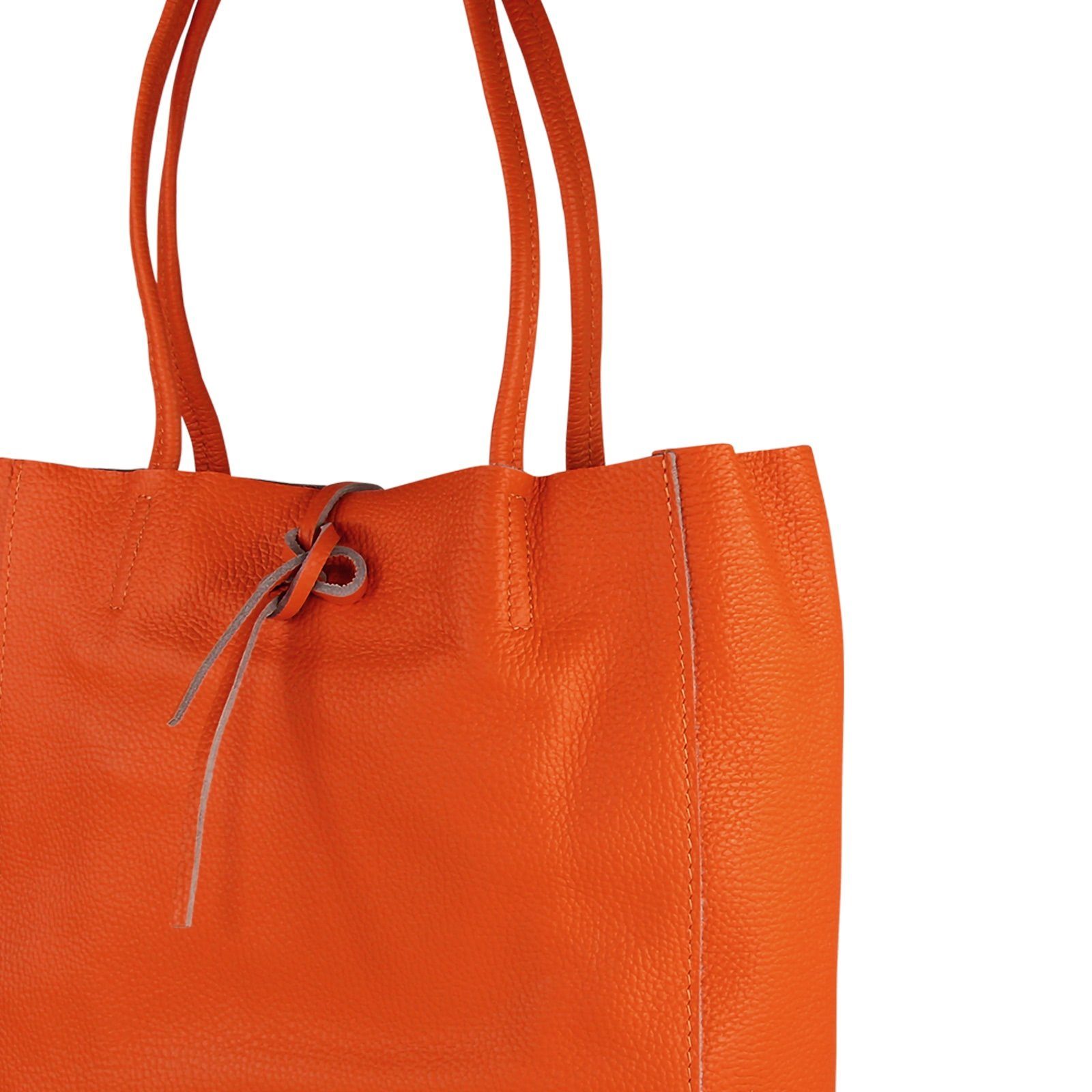 Toscanto Schultertasche Toscanto Damen Shopper Schultertasche (Schultertasche), Damen Leder Shopper, Schultertasche, orange ca. 30cm