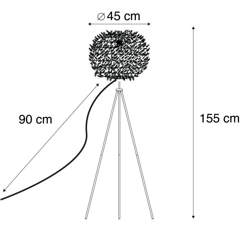 Qazqa Stehlampe Feather, ohne Leuchtmittel, Warmweiß, QAZQA Stehlampe, e27, Weiß, Stahl, Modern