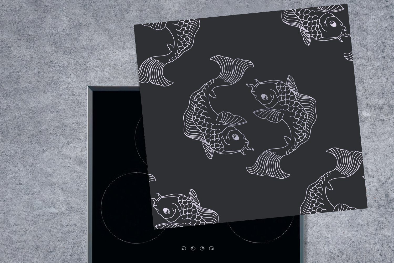 MuchoWow Herdblende-/Abdeckplatte Koi-Fischen in Harmonie, küche tlg), (1 Vinyl, Ceranfeldabdeckung, cm, 78x78 Arbeitsplatte für