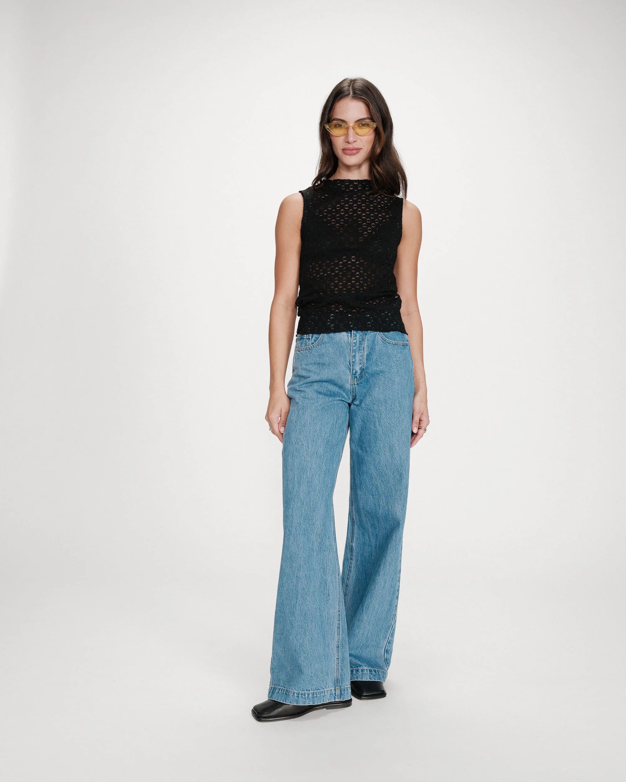 Grace & Mila Shirttop Round-neck lace top Vintie - Spitzenoberteil - ärmell günstig online kaufen