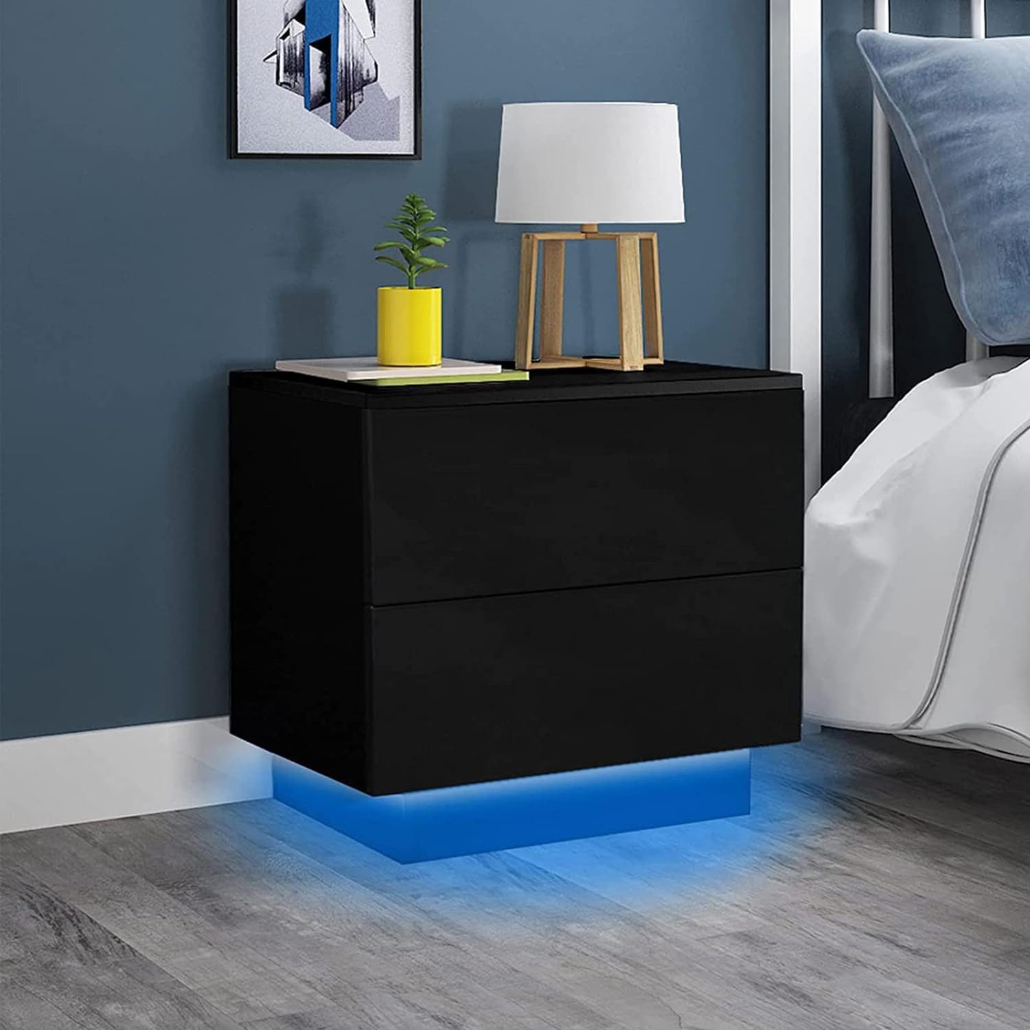 YOLEO Nachttisch Nachtschrank mit LED-Beleuchtung und 2 Schubladen günstig online kaufen