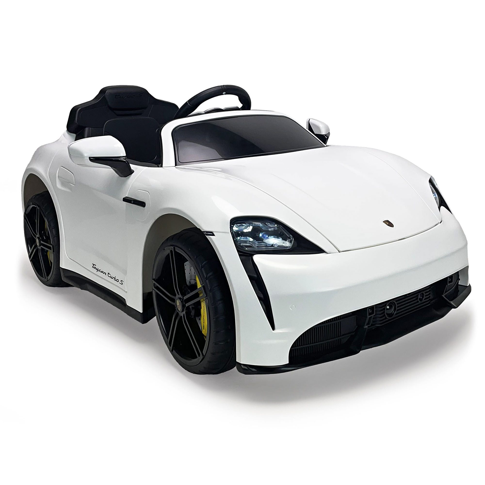 INJUSA Elektro-Kinderauto Porsche Taycan, Belastbarkeit 30 kg, Elektro-Kinderauto mit 12V Akku, LED-Licht, Sound & bis 30 kg Last