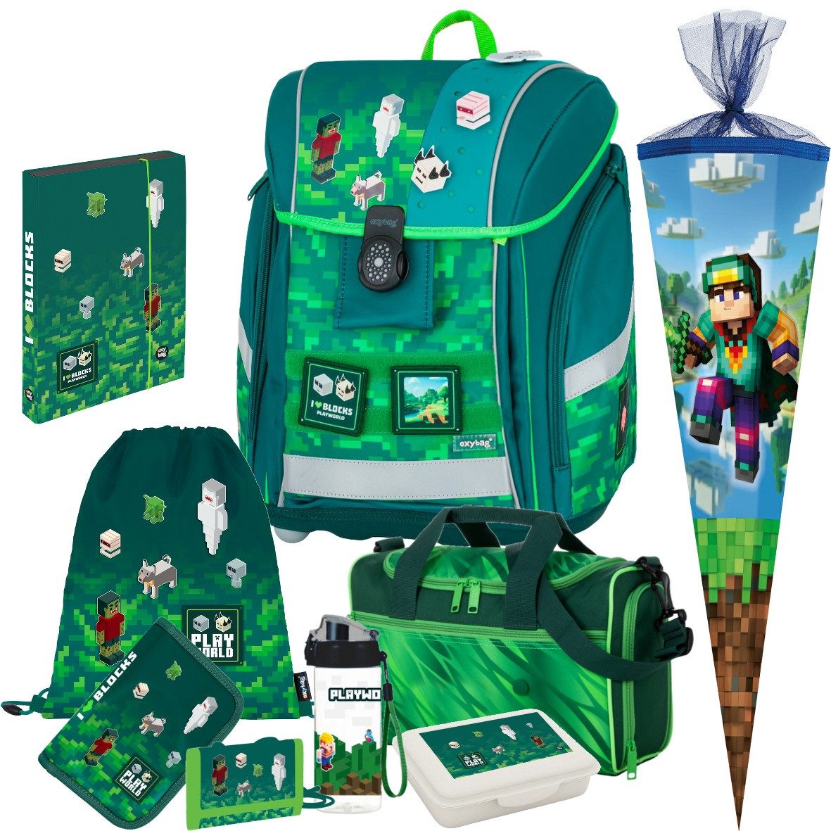 OXYBAG Schulranzen 1.Klasse Jungen in unterschiedlichen Sets (9-tlg)