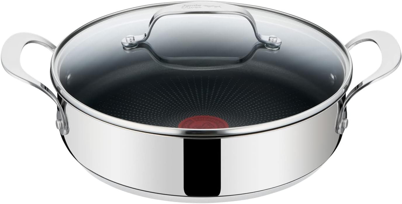 Tefal Servierpfanne Jamie Oliver Servierpfanne mit Deckel 25cm, Edelstahl 18/10, für alle Herdarten, Antihaft Beschichtet