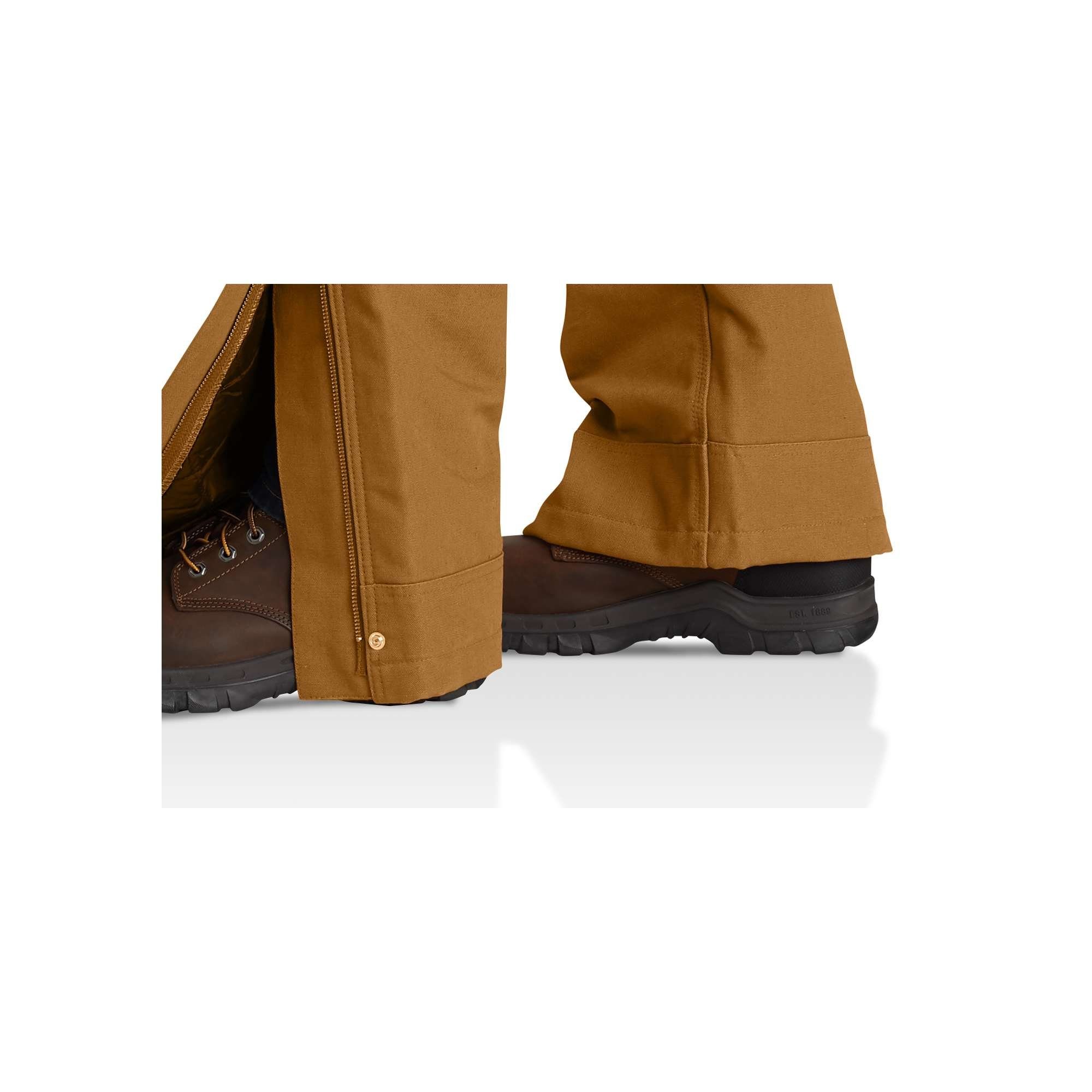 Carhartt Arbeitslatzhose FIRM DUCK INSULATED BIB (1-tlg) mit seitlichem Schnellverschluss von Knöchel bis Hüfte
