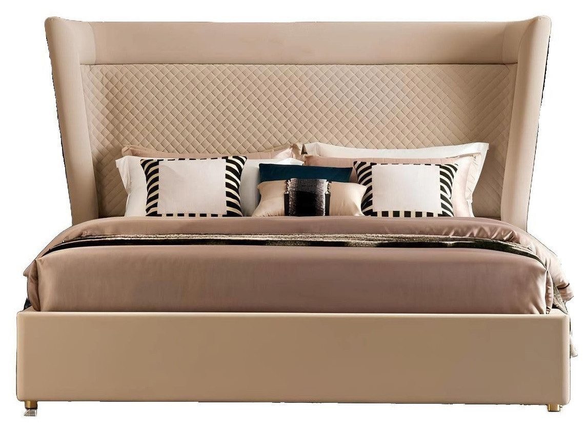 Xlmoebel Lederbett Doppelbett aus Holz und Leder im Hotel-Stil für das Schlafzimmer (Bett), Hergestellt in Europa