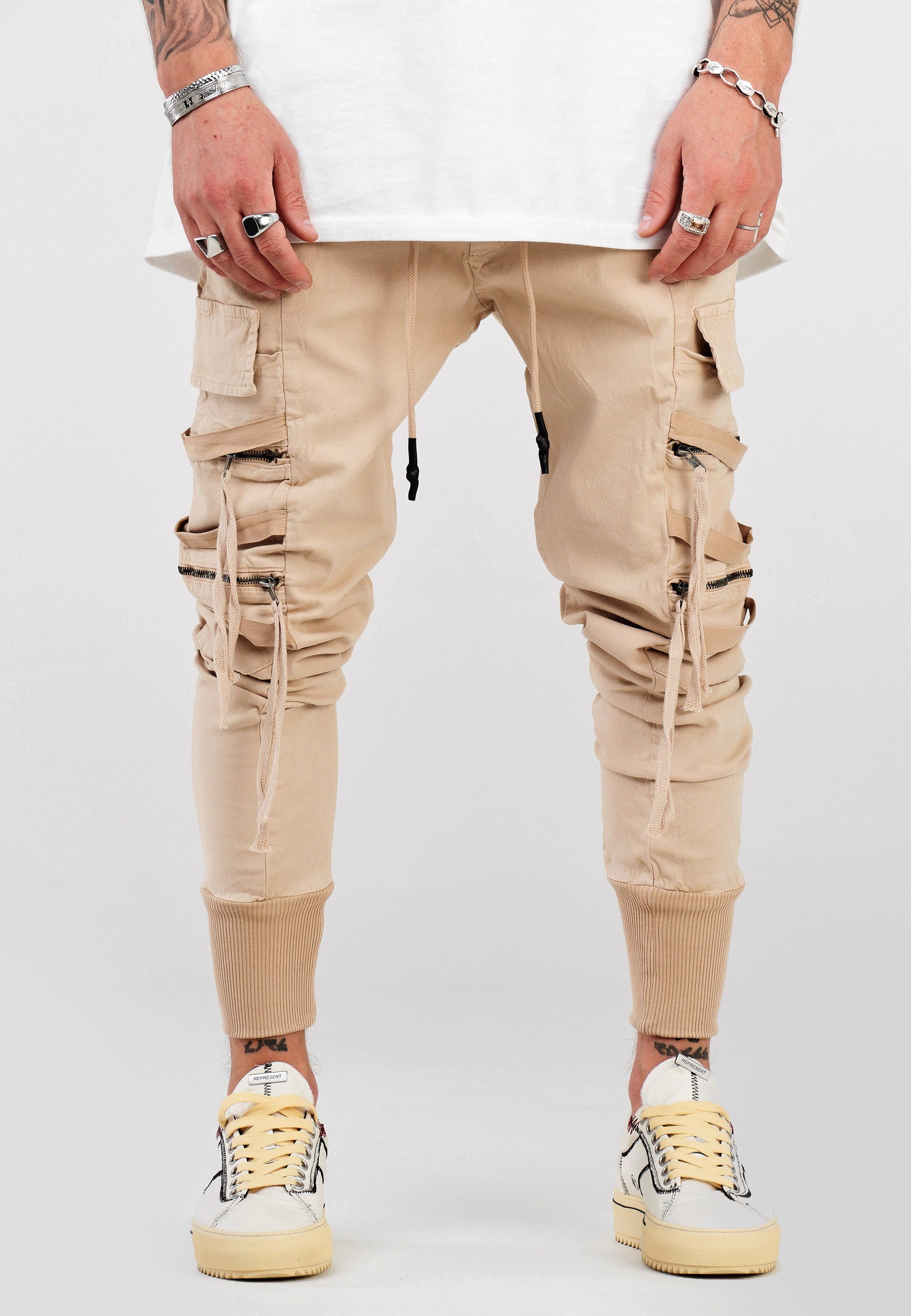 2Y Premium Cargohose B5194 Bund beige mit elastischem