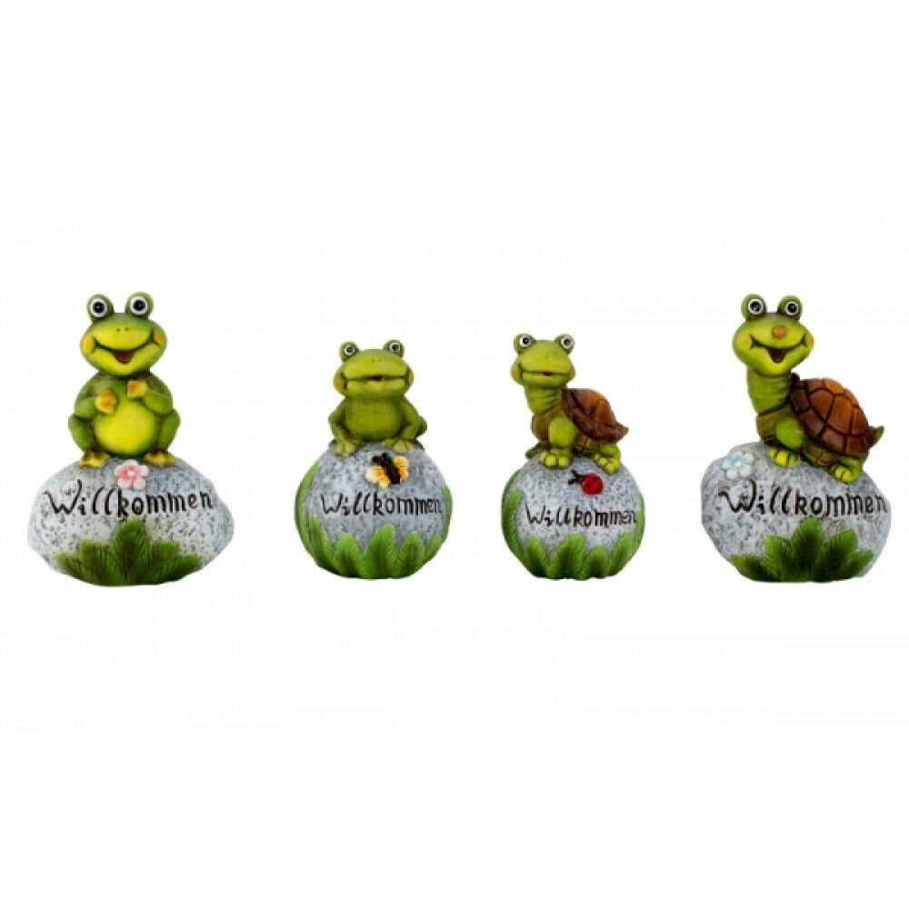 JOKA international Gartenfigur Gartenfigur Frosch oder Schildkröte  "Willkommen", (1 St), Gartenfigur Willkommen