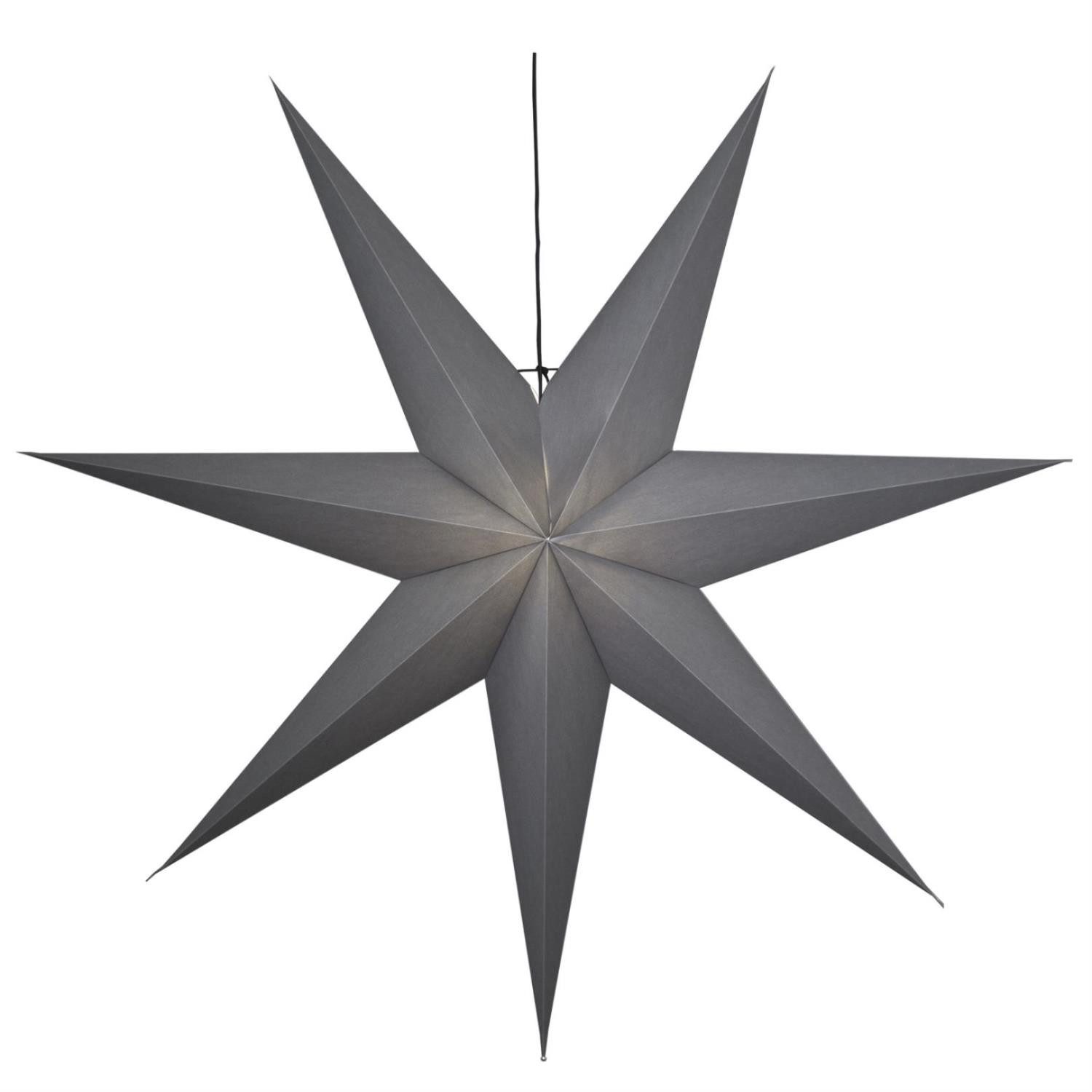 STAR TRADING LED Stern Papierstern Leuchtstern Faltstern 7zackig hängend 140cm mit Kabel grau