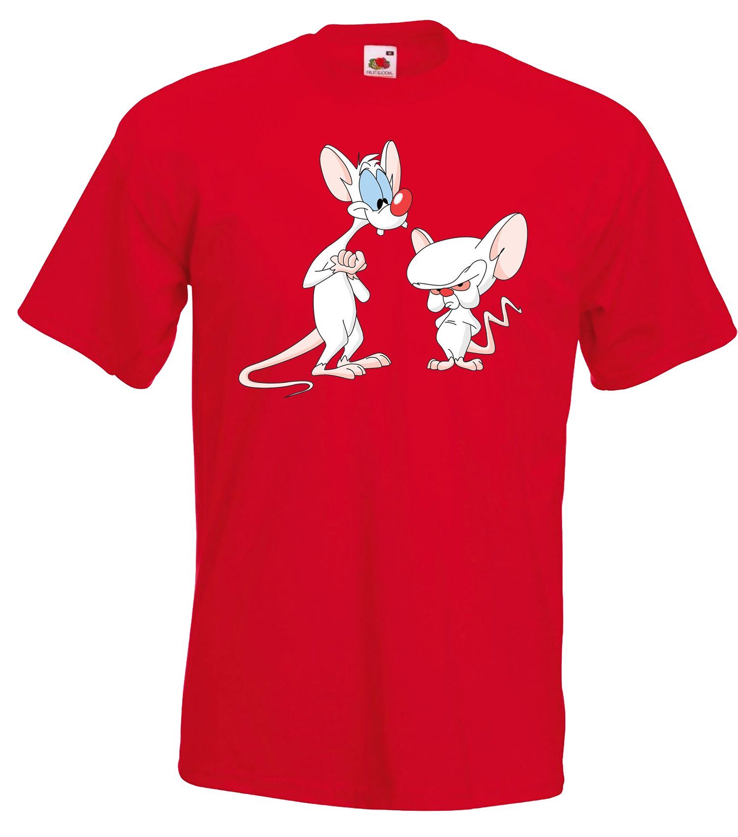 Youth Designz T-Shirt Brain und Pinky T-Shirt für Herren mit trendigem Frontprint Rot