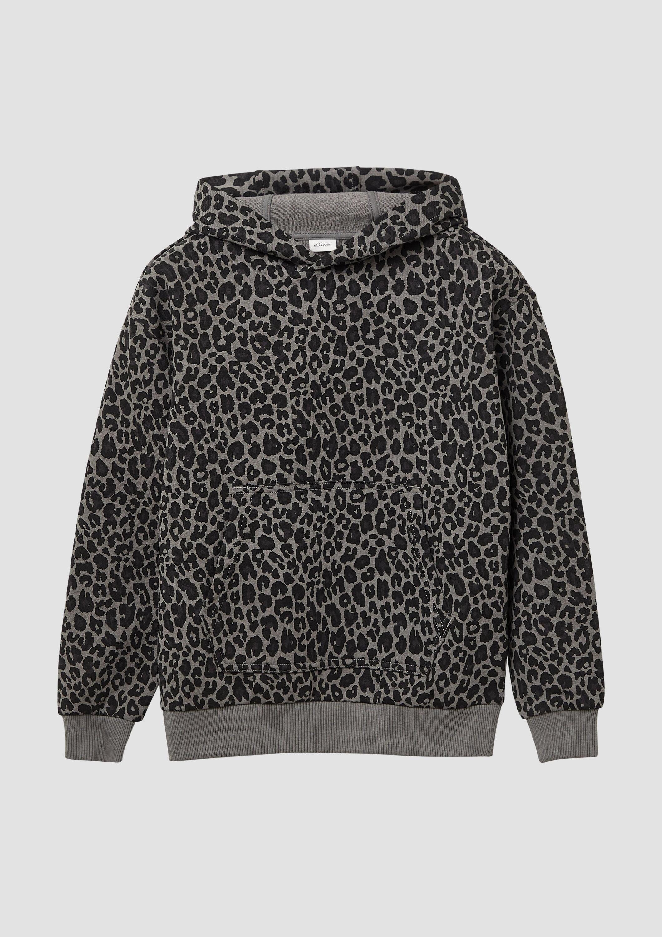 s.Oliver Sweatshirt Sweatshirt Kapuzensweatshirt mit Leo-Print
