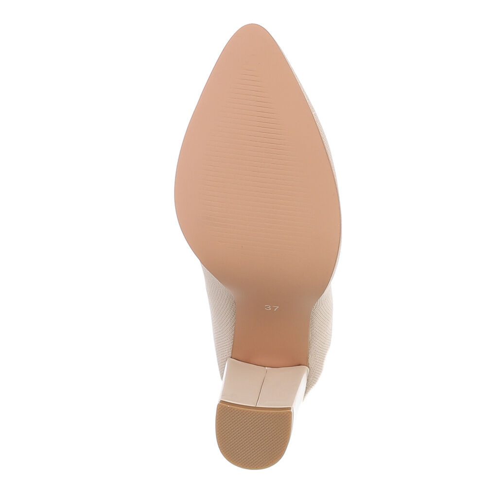 Ital-Design Elegante Strumpfstiefel mit Blockabsatz für Damen High-Heel-Stiefelette (89852644) Blockabsatz Stiefeletten in Beige