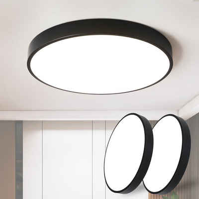 style home Deckenleuchten [2 Stücke] LED Deckenlampe, 24W, LED fest integriert, Schwarz, moderne Leuchte für Diele Flur Küche 30*30*4cm