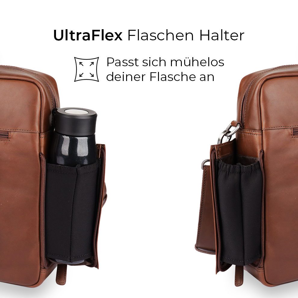 Gentlemen's Laptoptasche Slim - Notebooktasche aus Leder mit Schultergurt 14 & 16 Zoll, Echtleder, großes Hauptfach, Schultergurt, Geschenkverpackung