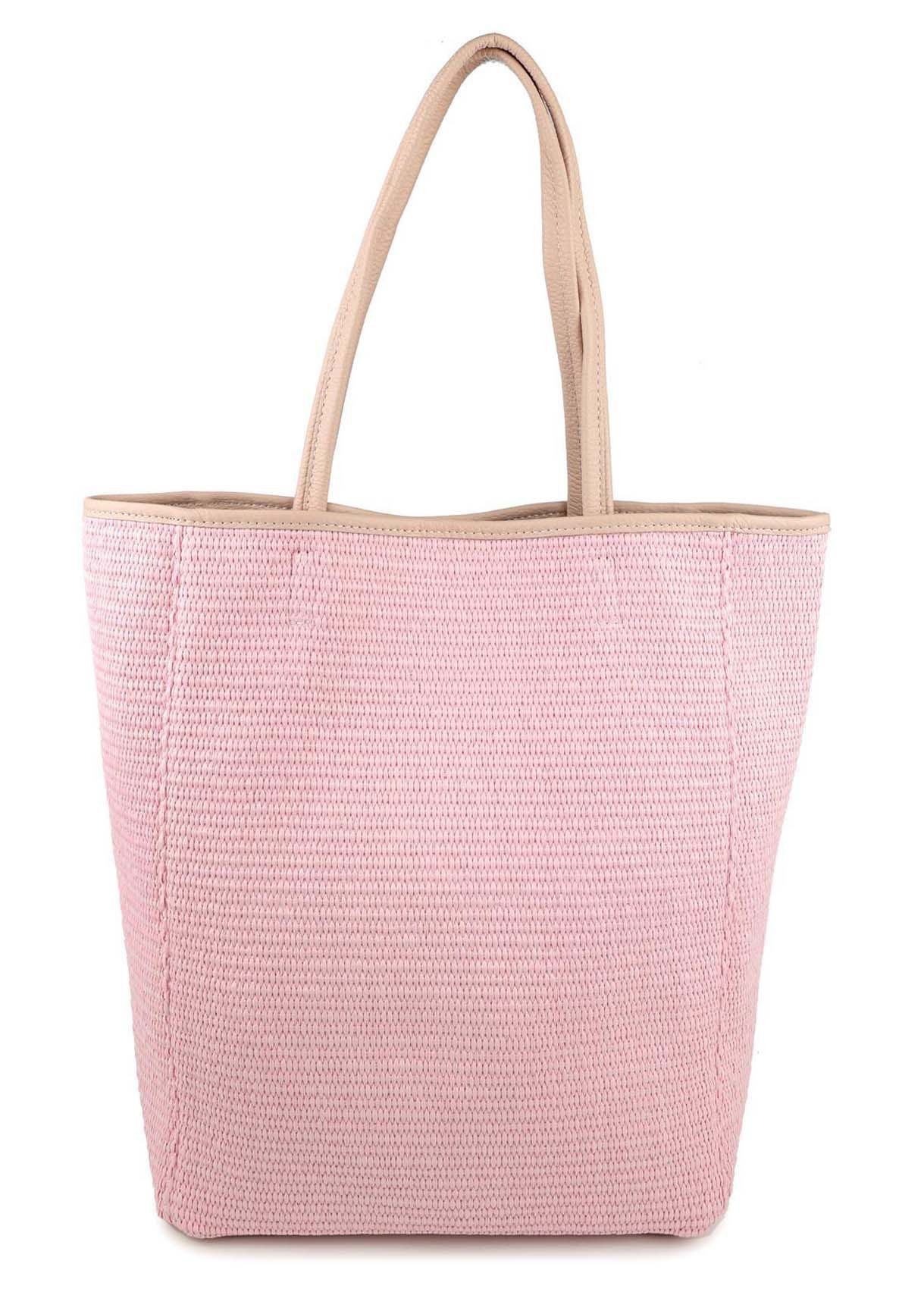 ITALYSHOP24 Schultertasche Made in Italy Damen Leder Tasche Strohtasche SHOPPER Tote Bag DIN-A4, Freizeit Umhängetasche Häkeltasche Boho Strand Henkeltasche Geflecht