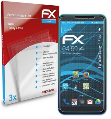 atFoliX Schutzfolie Displayschutz für Wiko Sunny 4 Plus, (3 Folien), Ultraklar und hartbeschichtet