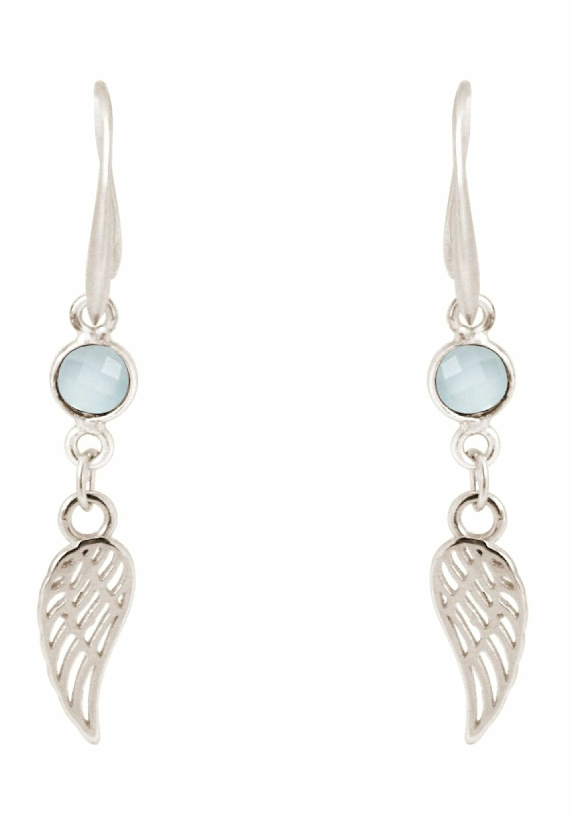 Gemshine Paar Ohrhänger WINGS - Schutzengel - Chalcedon, 925 Silber, Made in Spain