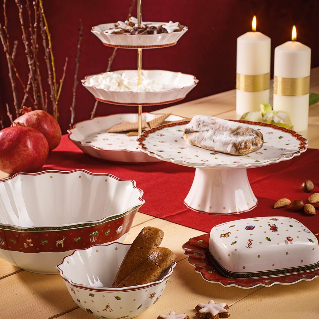 Villeroy & Boch Tortenplatte Toy's Delight kleine Kuchenplatte auf Fuß, Porzellan, (1-tlg), Premium Porcelain, 1 Stck, Handw., mikrow.sicher