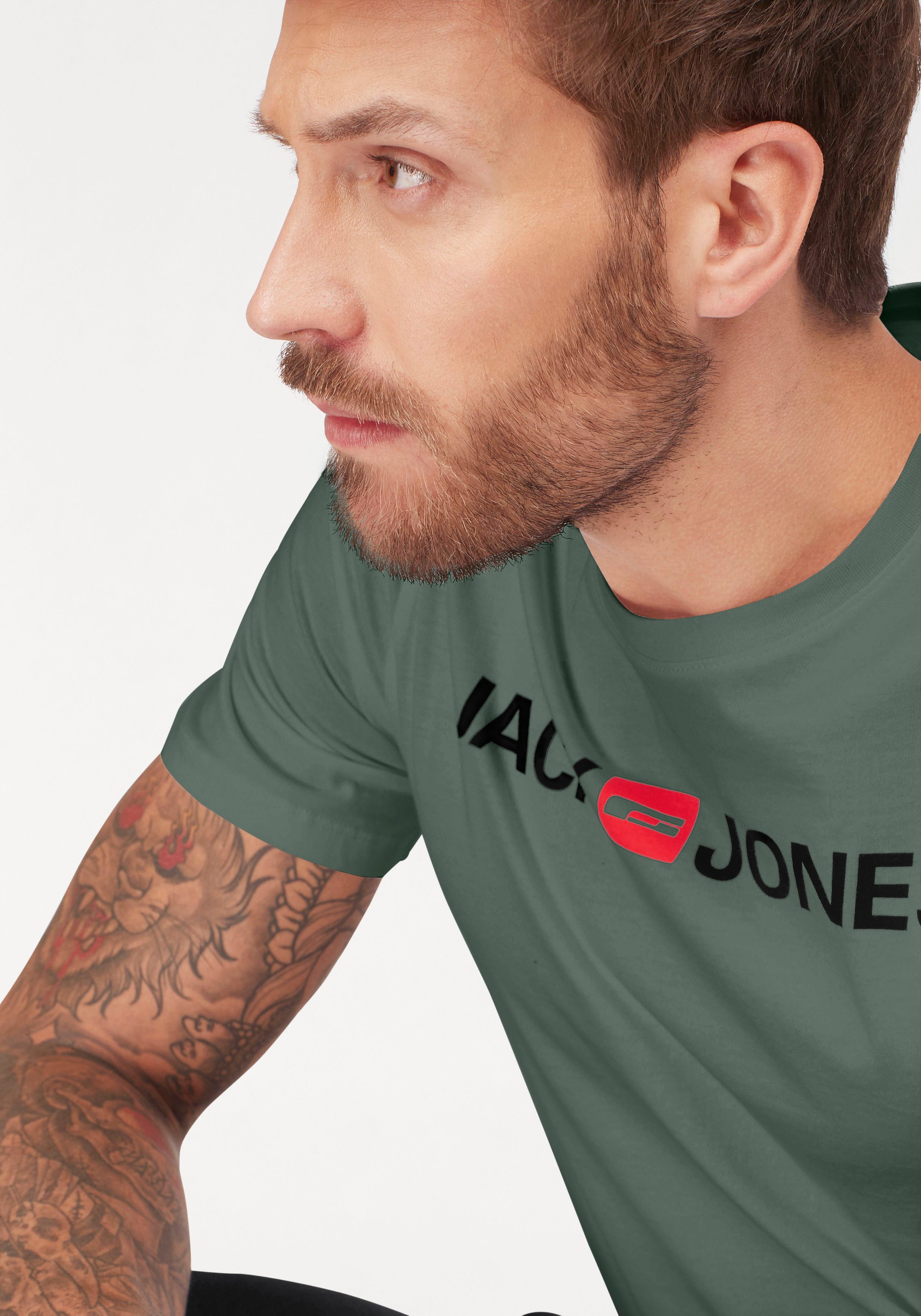 Jack & Jones T-Shirt JJECORP mit Print, vielseitig kombinierbar für den Alltag Logodruck, modisch, regular fit, Baumwolle, Rundhals