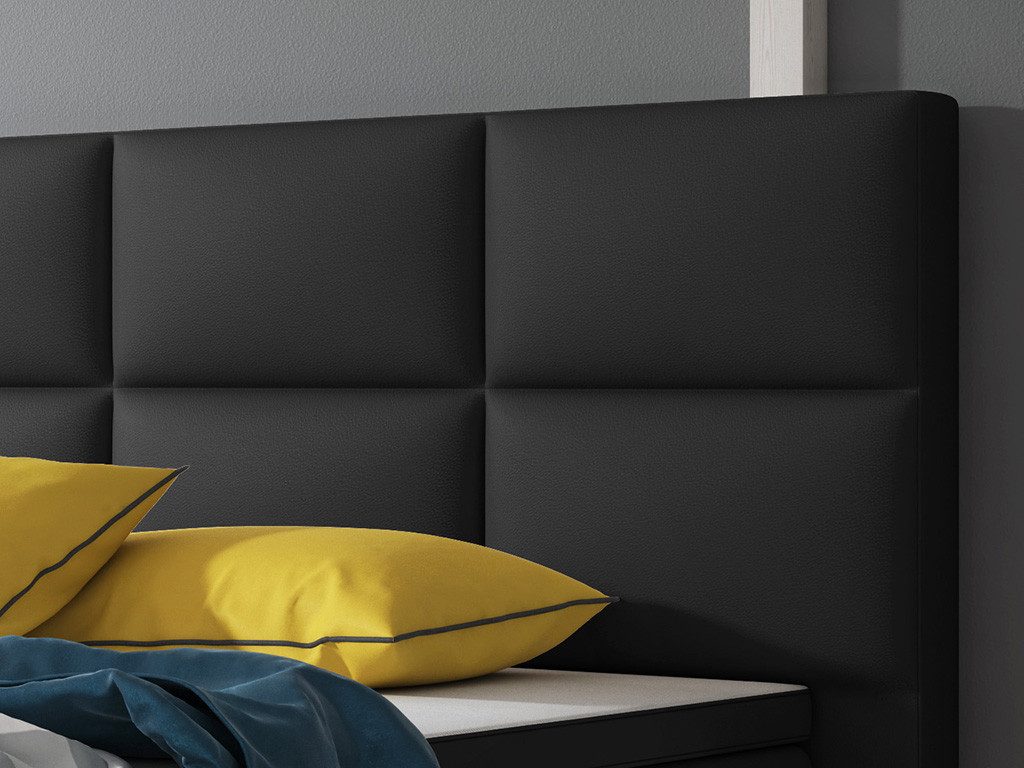 inter Boxspringbett Miami 180x200 cm Kunstleder mit 7-Zonen TFK und Topper (180x200 cm, Schwarz mit 7 Zonen Taschenfederkernmatratzen und Topper), Boxspringbett – Bild 4 von 5