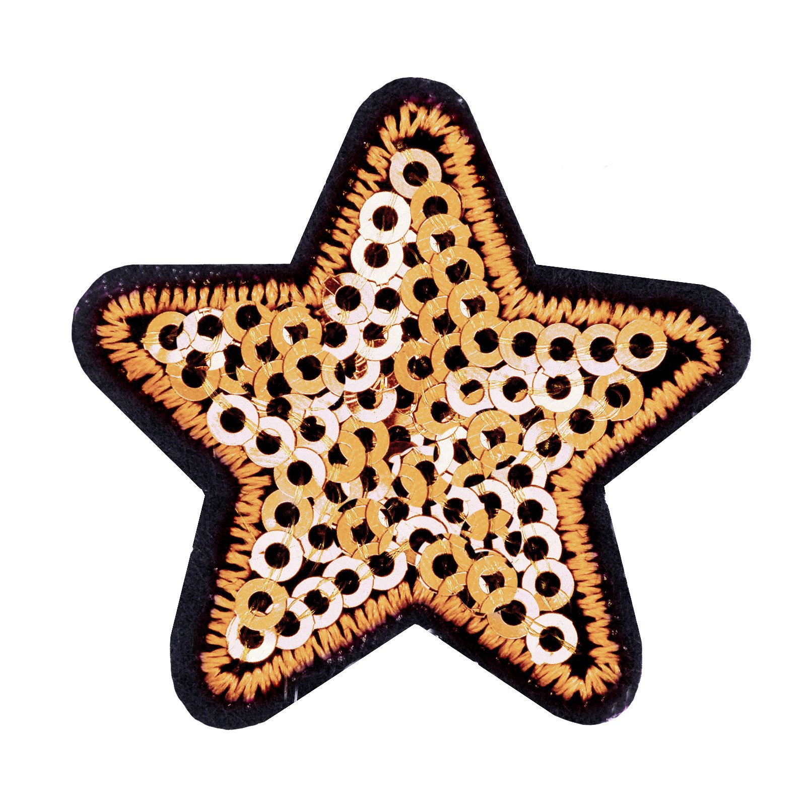 maDDma Aufnäher 10 Pailletten Aufbügler, Aufnäher Stern 35mm, Farbwahl, 100% Polyester, gold
