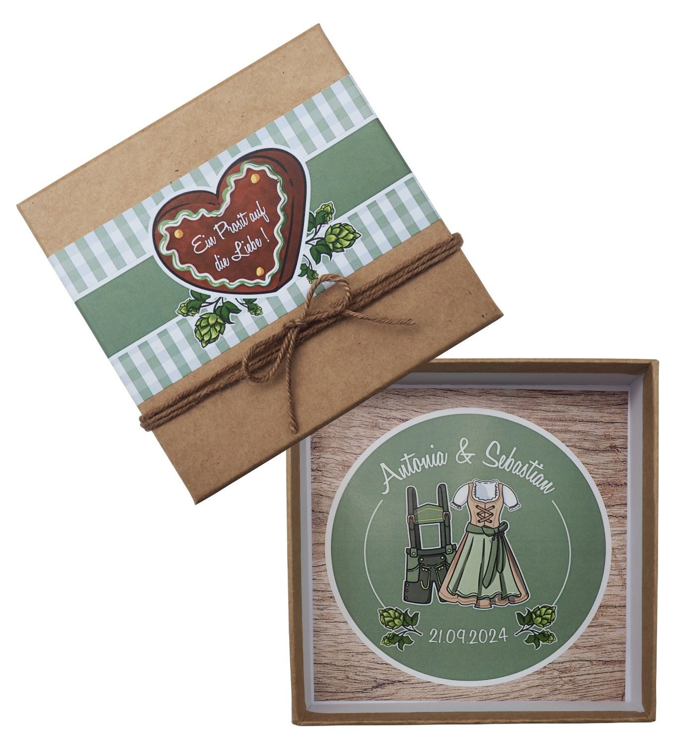ZauberDeko Geschenkbox Geldgeschenk Oktoberfest Grün Geschenk Personalisiert Natur Hochzeit