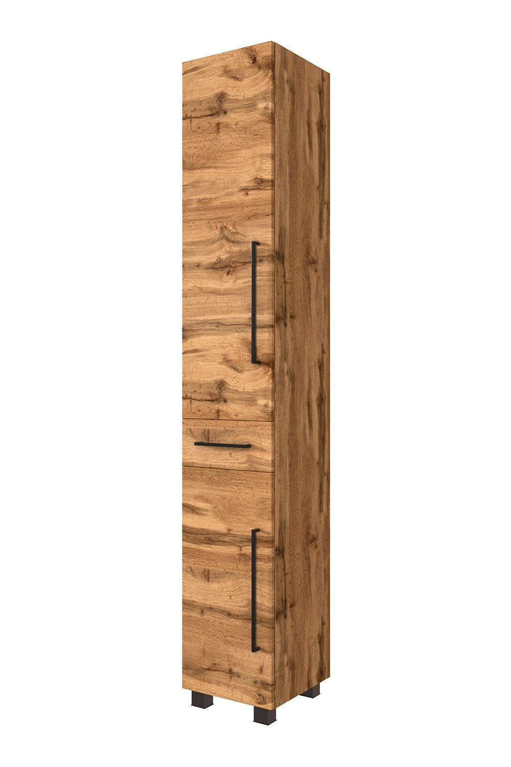 HELD MÖBEL Hochschrank LUZERN, B 30 x H 180 cm, Eiche Wotan Dekor, 2 Türen und 1 Schublade mit Soft-Close-Funktion