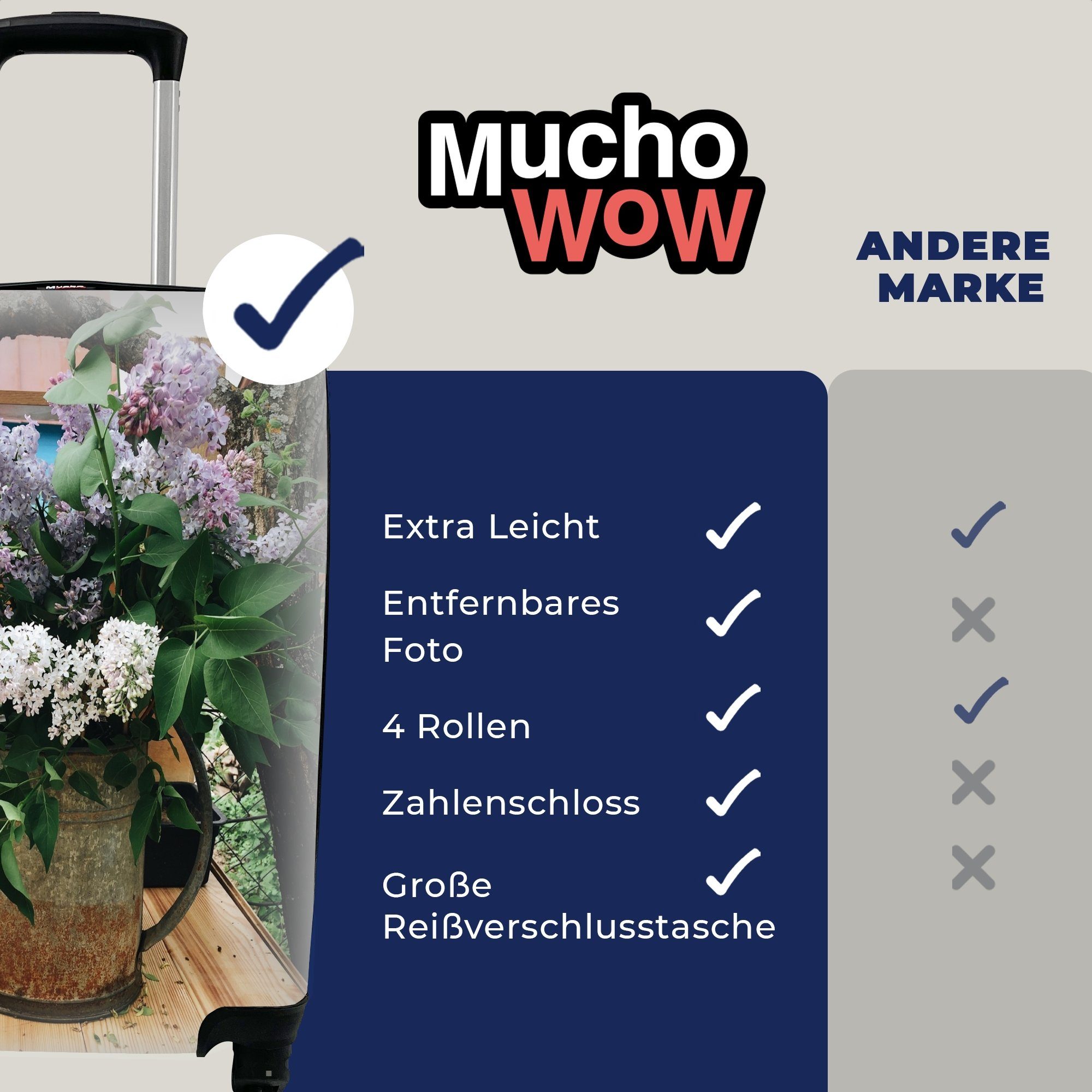 Rollen, Reisetasche MuchoWow Reisekoffer für Gießkanne rollen, Blumenstrauß, 4 Handgepäckkoffer - Ferien, - mit Trolley, Blumen Handgepäck