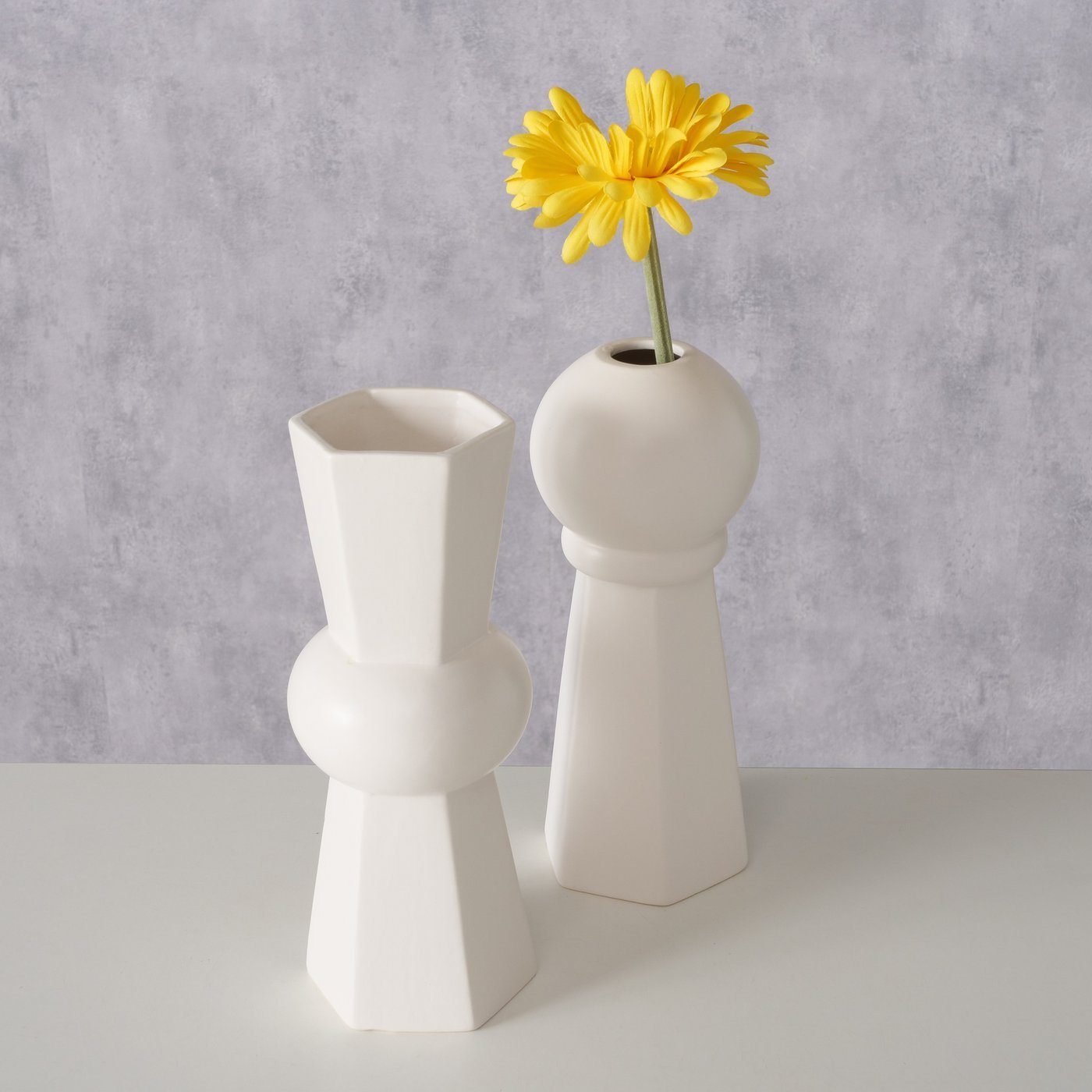 Keramik 2er Vase "Jelischka" BOLTZE aus Dekovase weiß in H25cm, Set