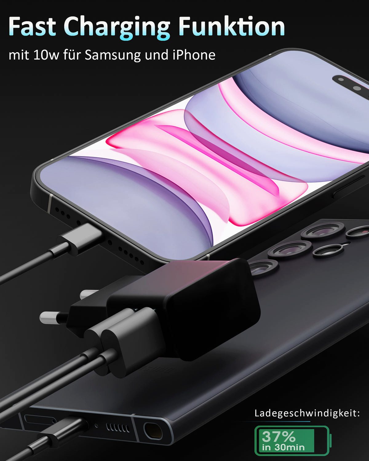 GreenHec USB Netzteil Stecker Ladegerät Adapter Charger Stromstecker Lader Schnelllade-Gerät (50 mA, Spar-Set, USB Dual Charger (2 Stück), für Samsung Apple iPhone Google Xiaomi Huawei Handy Tablet Doppel Dual)