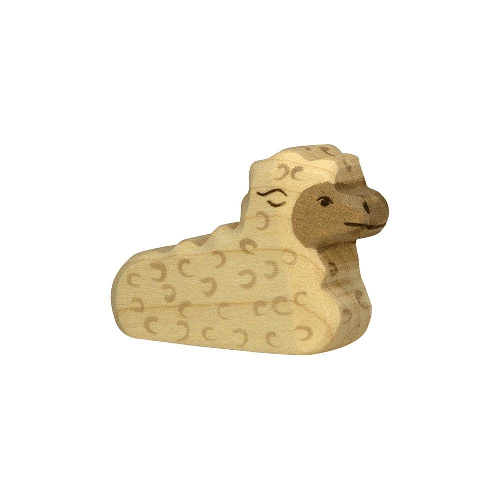 Holztiger Spielfigur HOLZTIGER Lamm aus Holz - liegend