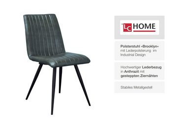 LC Home Esszimmerstuhl Brooklyn Industrial Design Lederstuhl Echtleder 4-Fuß Gestellt (Einzelstuhlset)