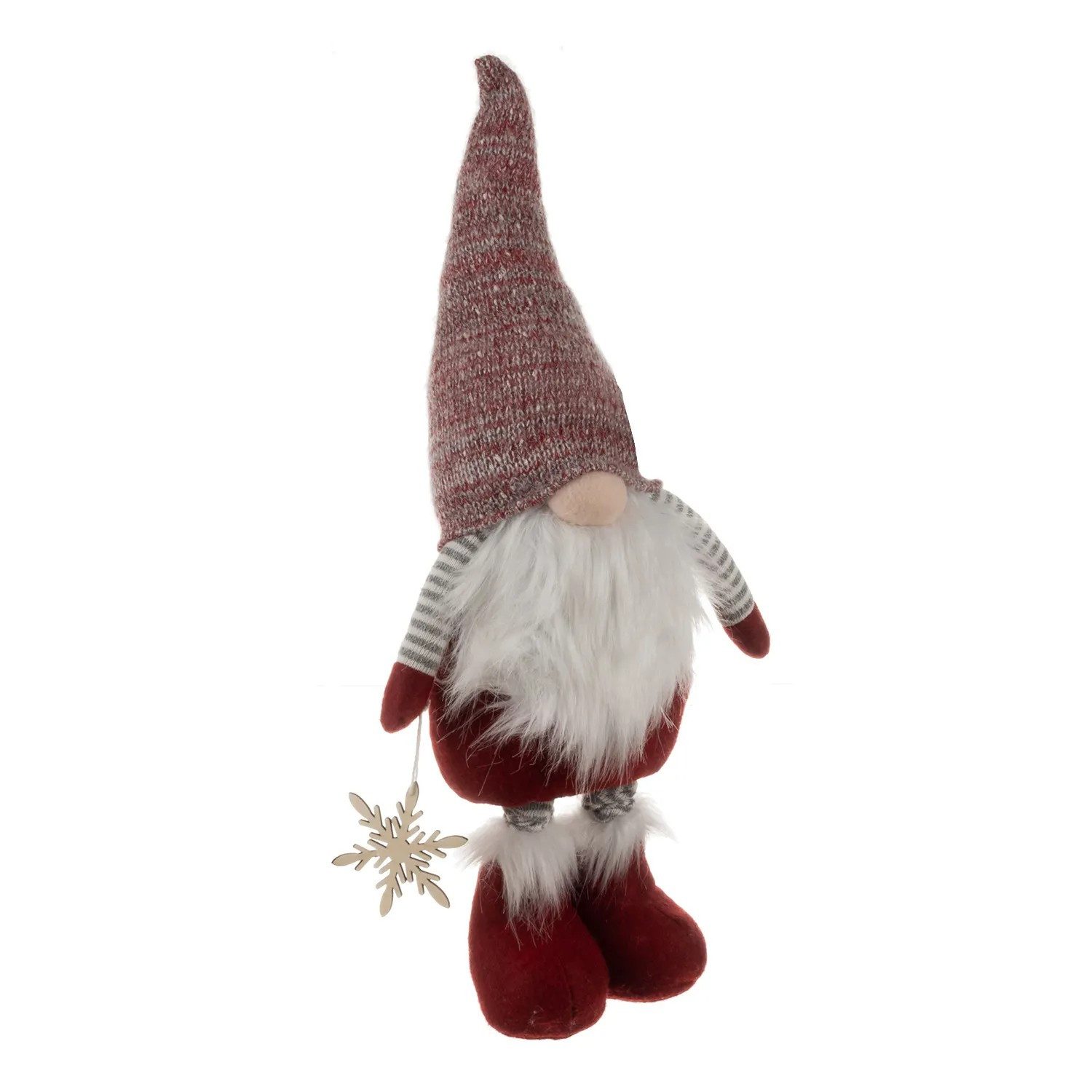 Ruhhy Weihnachtsfigur Wichtel Gnomfigur (Spar-Set, 1 St., 50-82 cm verstellbar), Teleskopbeine 50-82cm, formbarer Hut, mit Holz-Schneeflocke – Bild 4 von 5