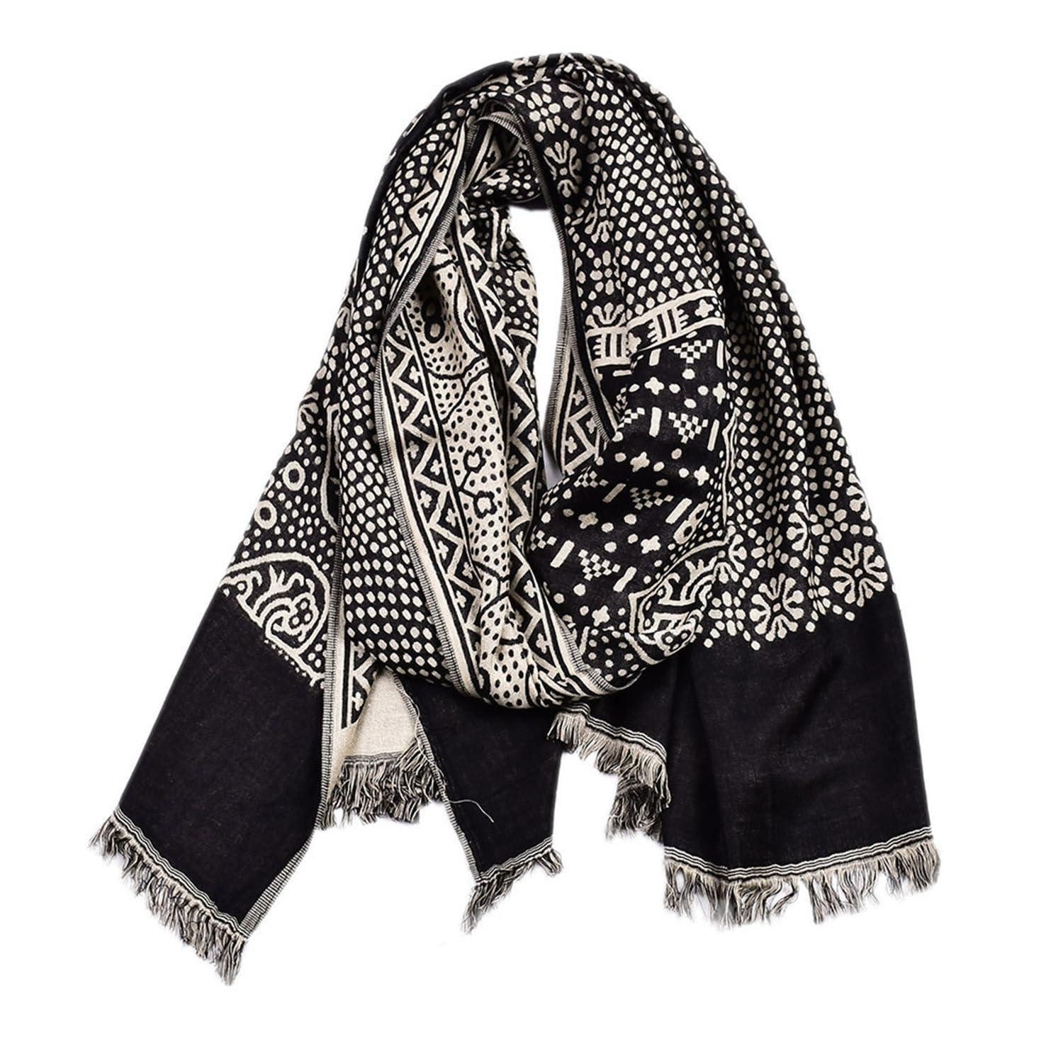LuxusKollektion Modeschal Herren Schal Baumwolle Gemischt 190x90cm Schwarz Druck, (1-St)