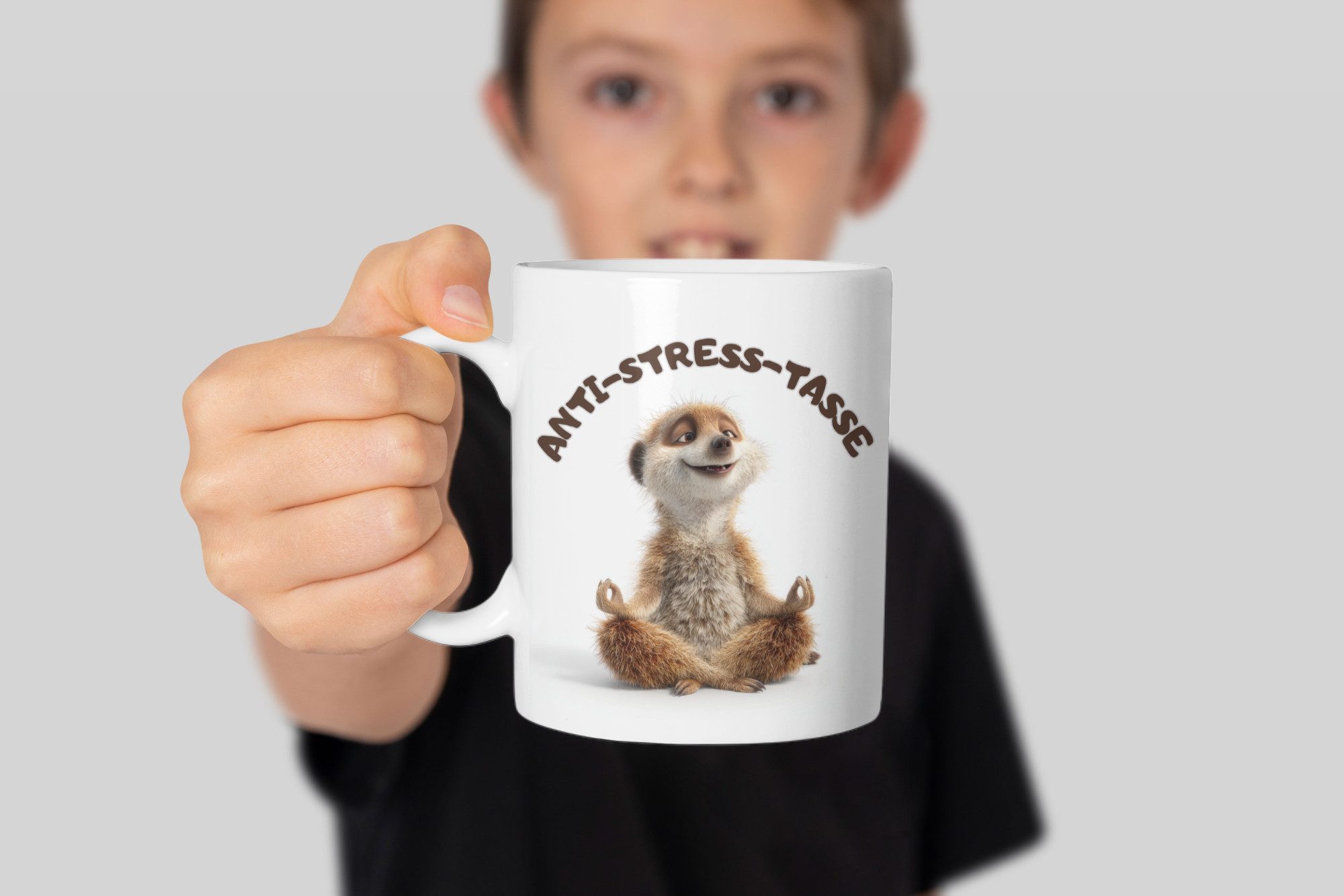 WS-Trend Tasse Anti Stress Erdmännchen Kaffeetasse Teetasse Tasse Geschenkidee, Keramik