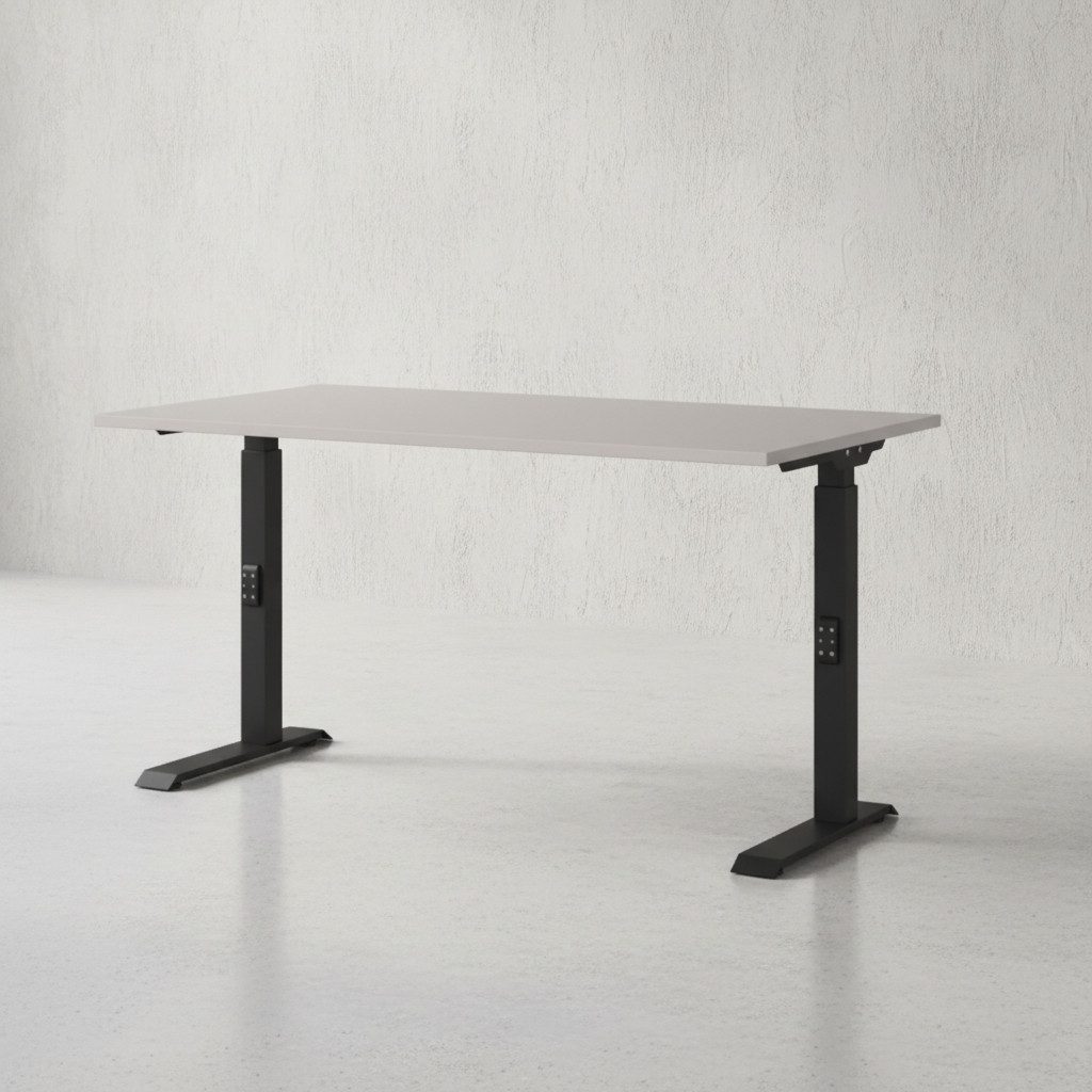 KADIMA DESIGN Schreibtisch Bürotisch Höhenverstellbar (68-91 cm) "Stuttgart" Arbeitstisch Büro (Nivellierbare Gleiter, Styroporfrei, Made in Germany Büromöbel Modern), Mechanisch 68-91cm (Raster/Manuell), C-Fuß Gestell (Mehr Beinfreiheit)