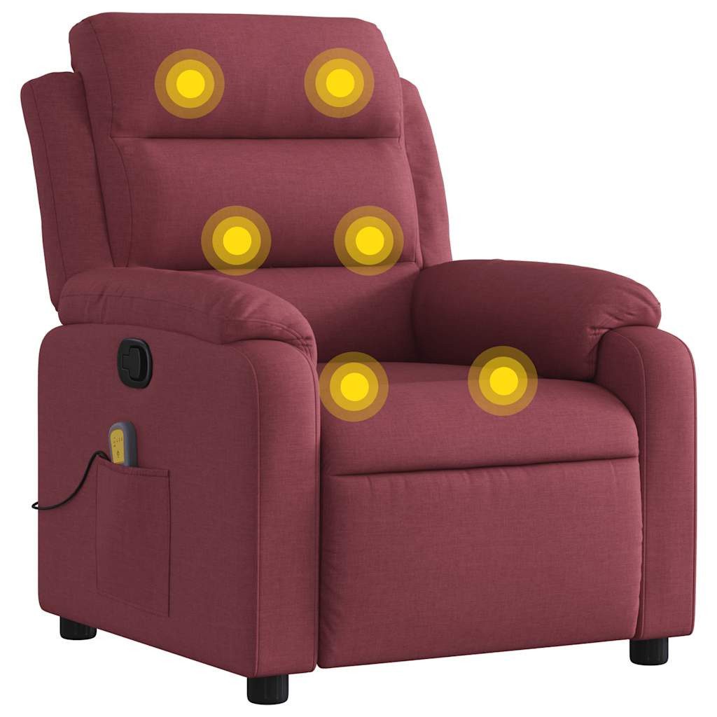 vidaXL Sessel Massagesessel Weinrot Stoff (1-St) günstig online kaufen