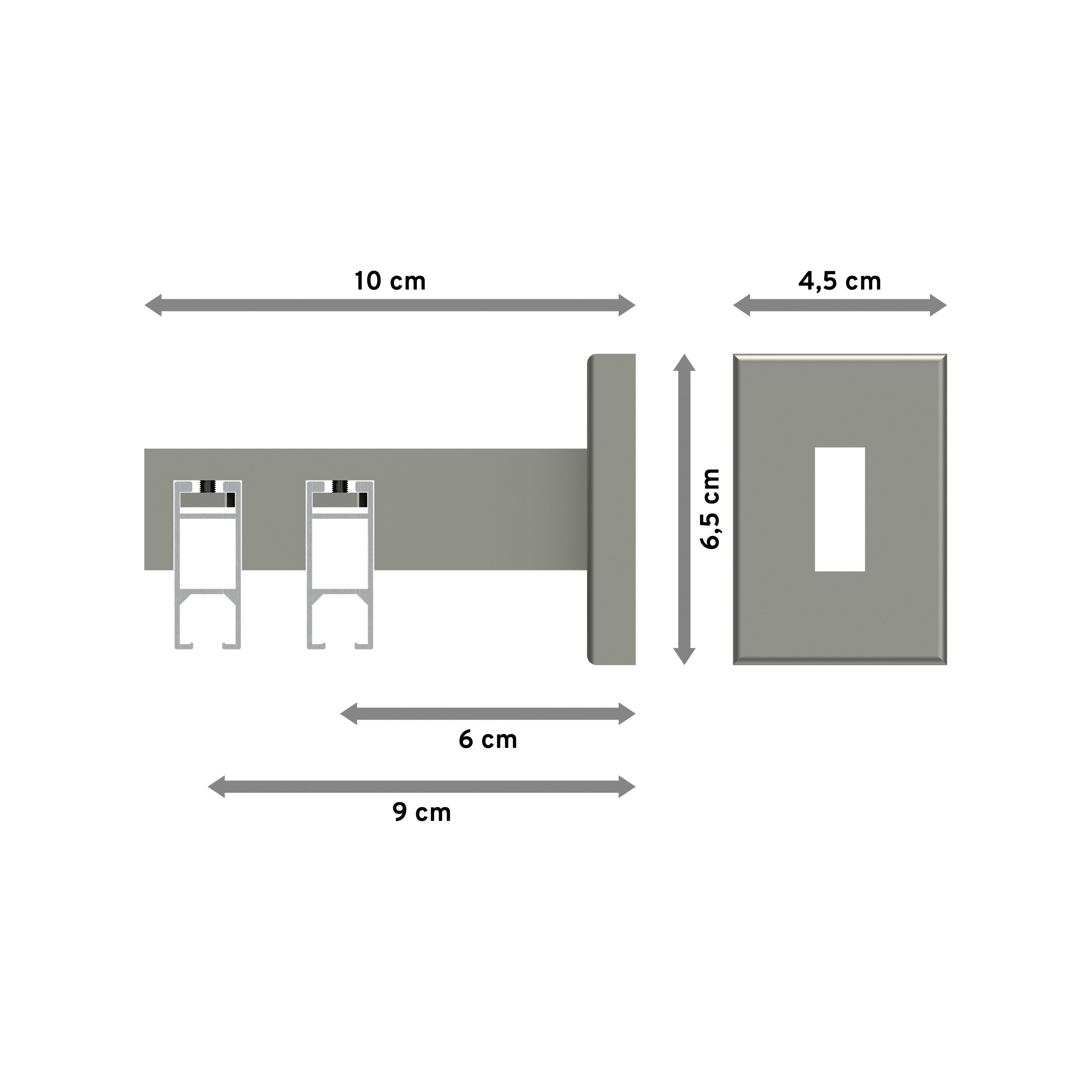 Gardinenstange Smartline Conex, INTERDECO, Wandmontage, Edelstahl-Optik 2-läufig, eckig, mm, 14x35