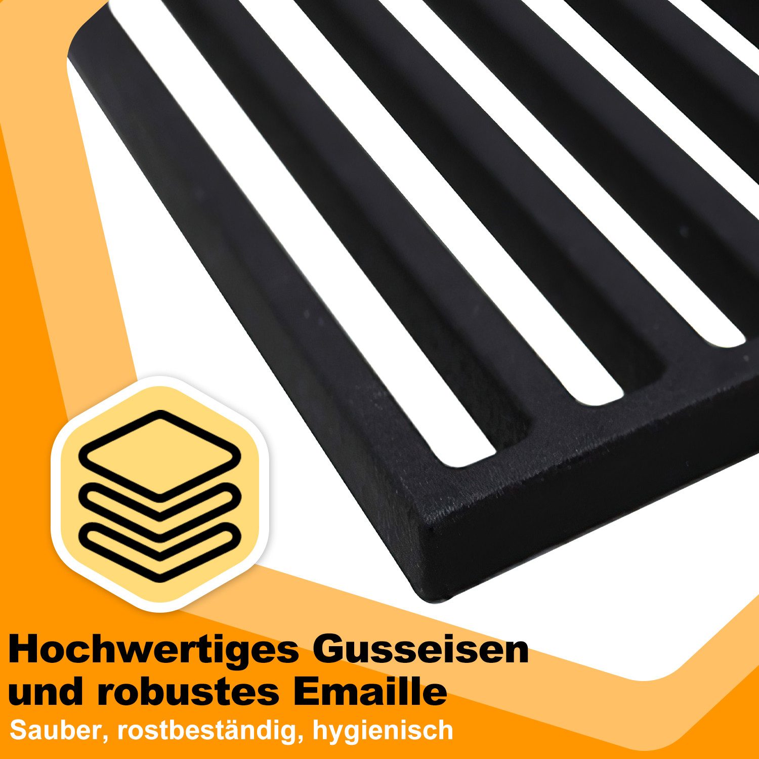 Clanmacy Grillrost Gusseisen-Grillrost, rechteckig für Gasgrill und Holzkohlegrill