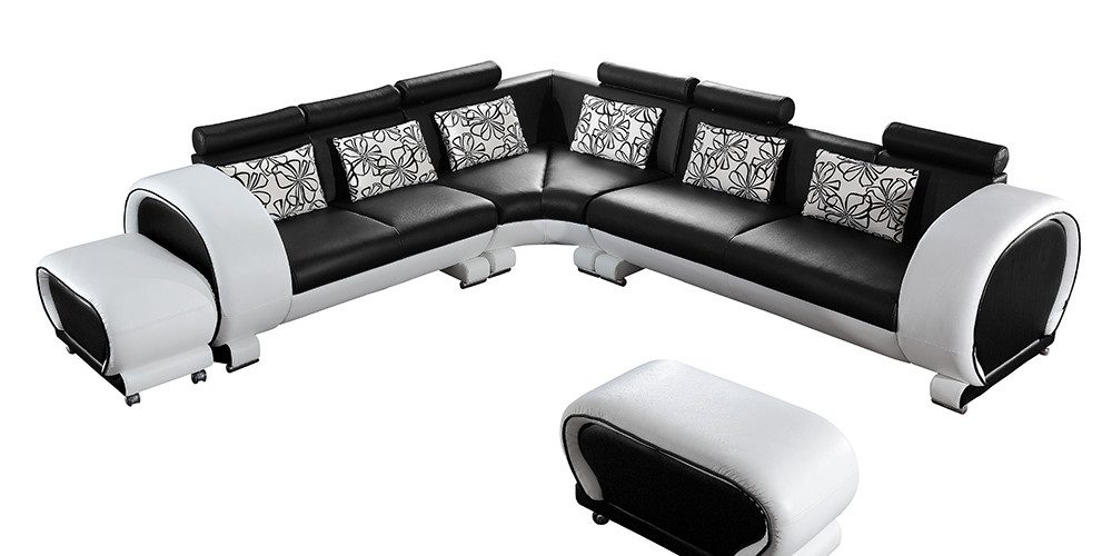 Salottini Ecksofa Ecksofa Callisto Leder Eckcouch von Salottini schwarz, Echtleder