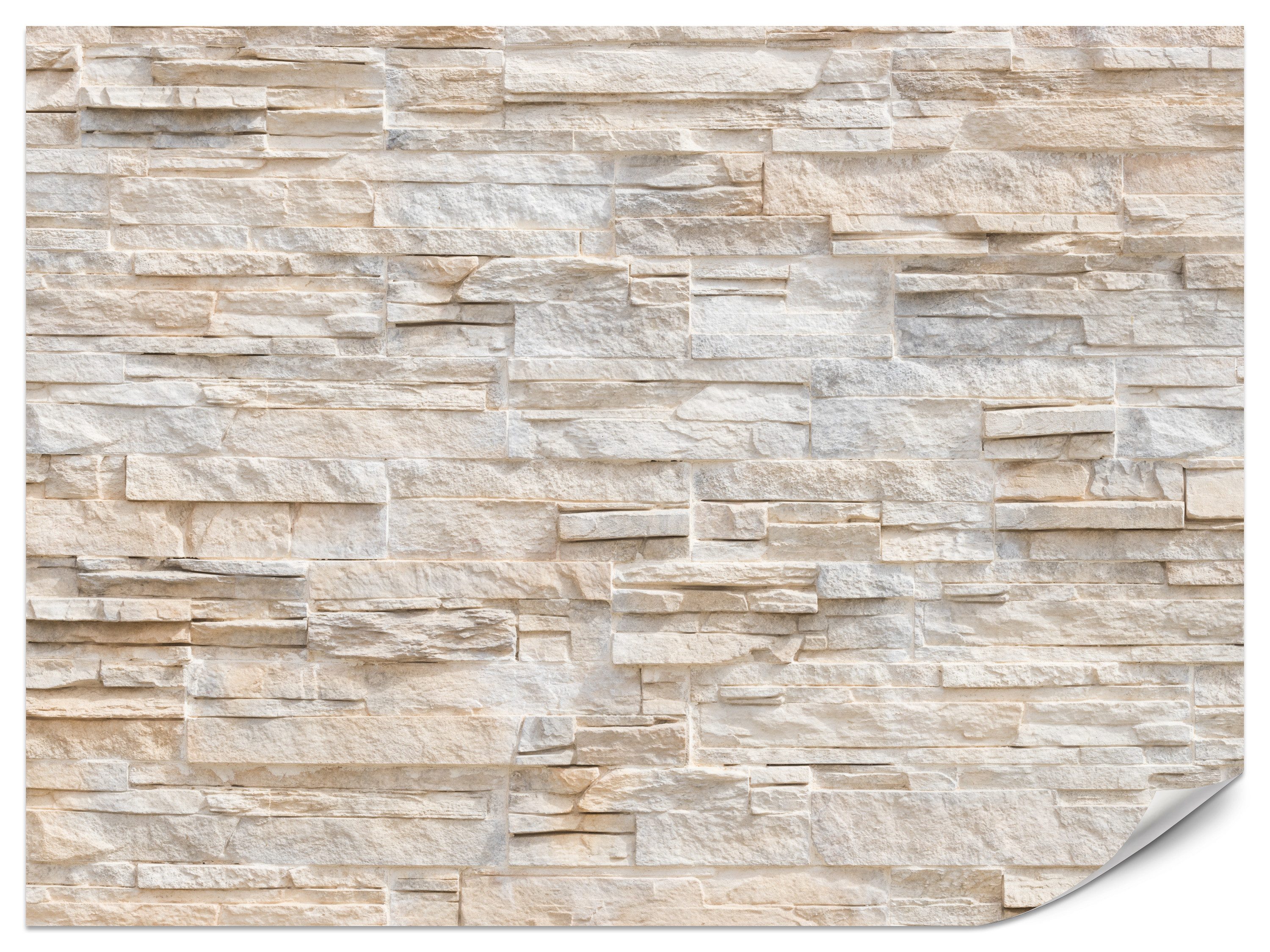 Muralo Fototapete Vliestapete - Naturstein, Steinwand, Heller Stein, Beiger Stein, Glatt, Grafisch, (Packung, 1 St., 100x70 cm), Kleber im Set, 3D-Optik, Ins Schlafzimmer