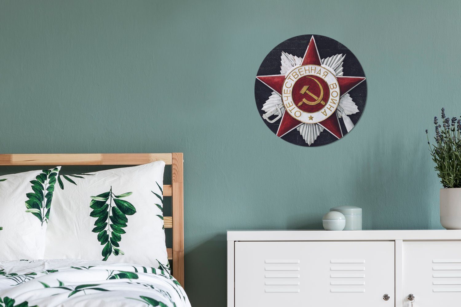 und Gemälde der Rundes sowjetische Wandbild, cm aus Der die Hammer Russischen St), Revolution, (1 Sichel MuchoWow Forex, Wohnzimmer, Wanddekoration 30x30 Kreis