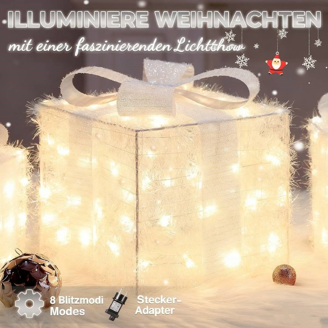Elegear Dekolicht 3er-Set 140 LED Geschenkbox Weihnachten, Beleuchtete Weih günstig online kaufen
