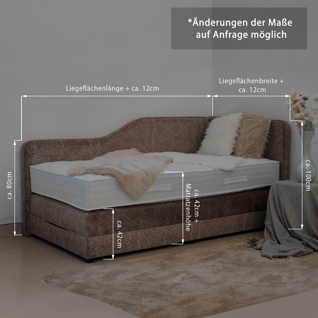 PAARA Boxspringbett Box Alexandria K Bettkasten Kopfteil verstellbar, mit einzigartigem Belüftungssystem