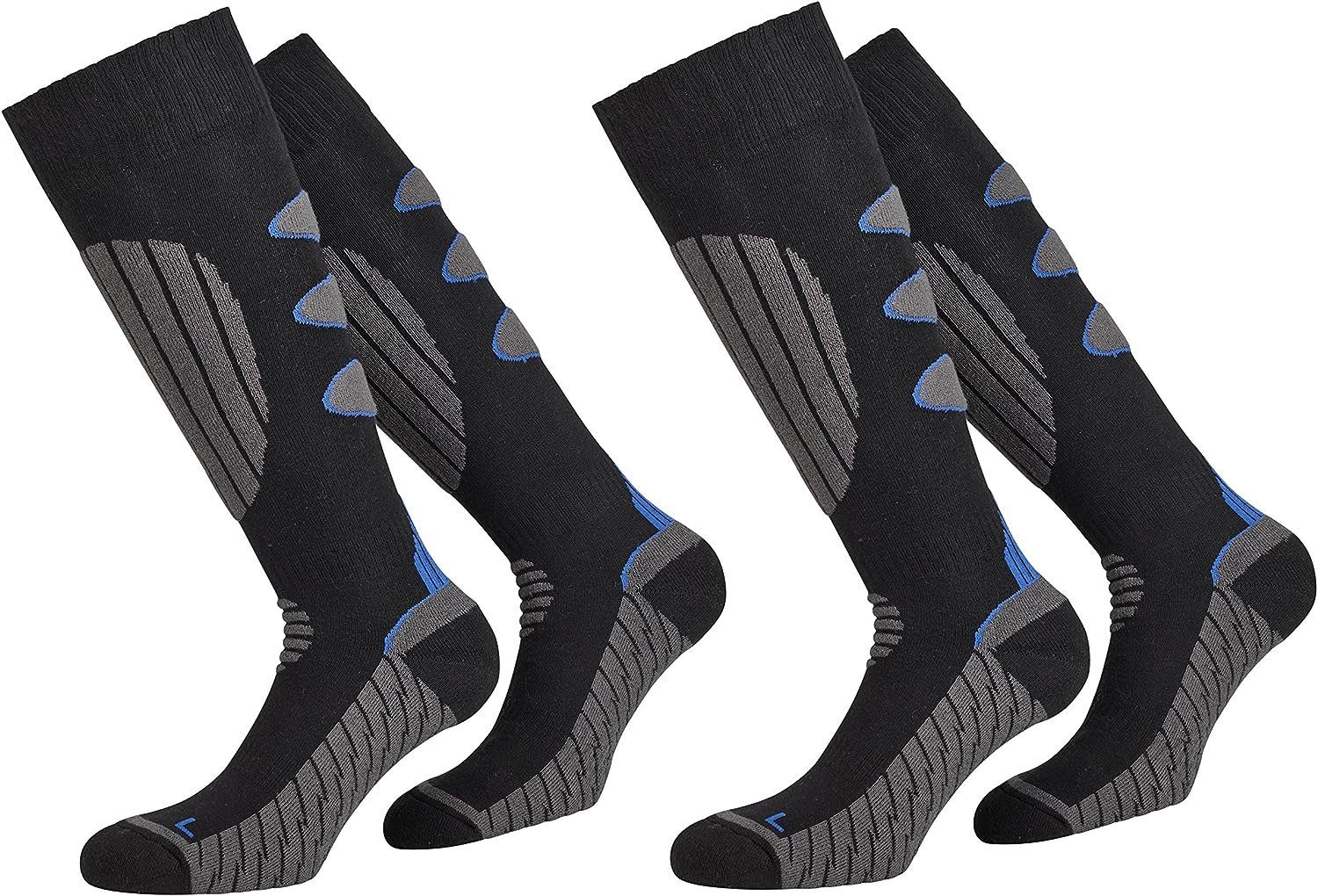 Snowboard-Socken Coolmax Skisocken mit Schwarz-Blau 2 Skisocken Spezialpolsterung PistenSauser Paar