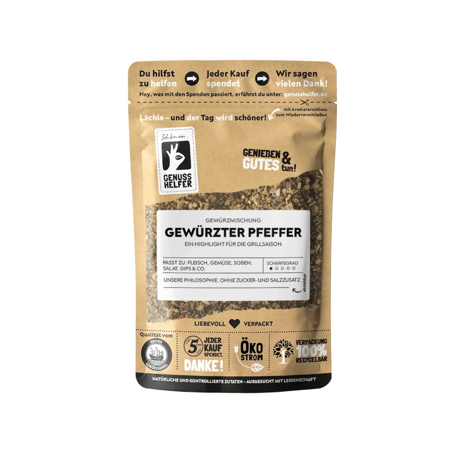 Bremer Gewürzhandel Gewürz Gewürzter Pfeffer, geschrotet, 100 g