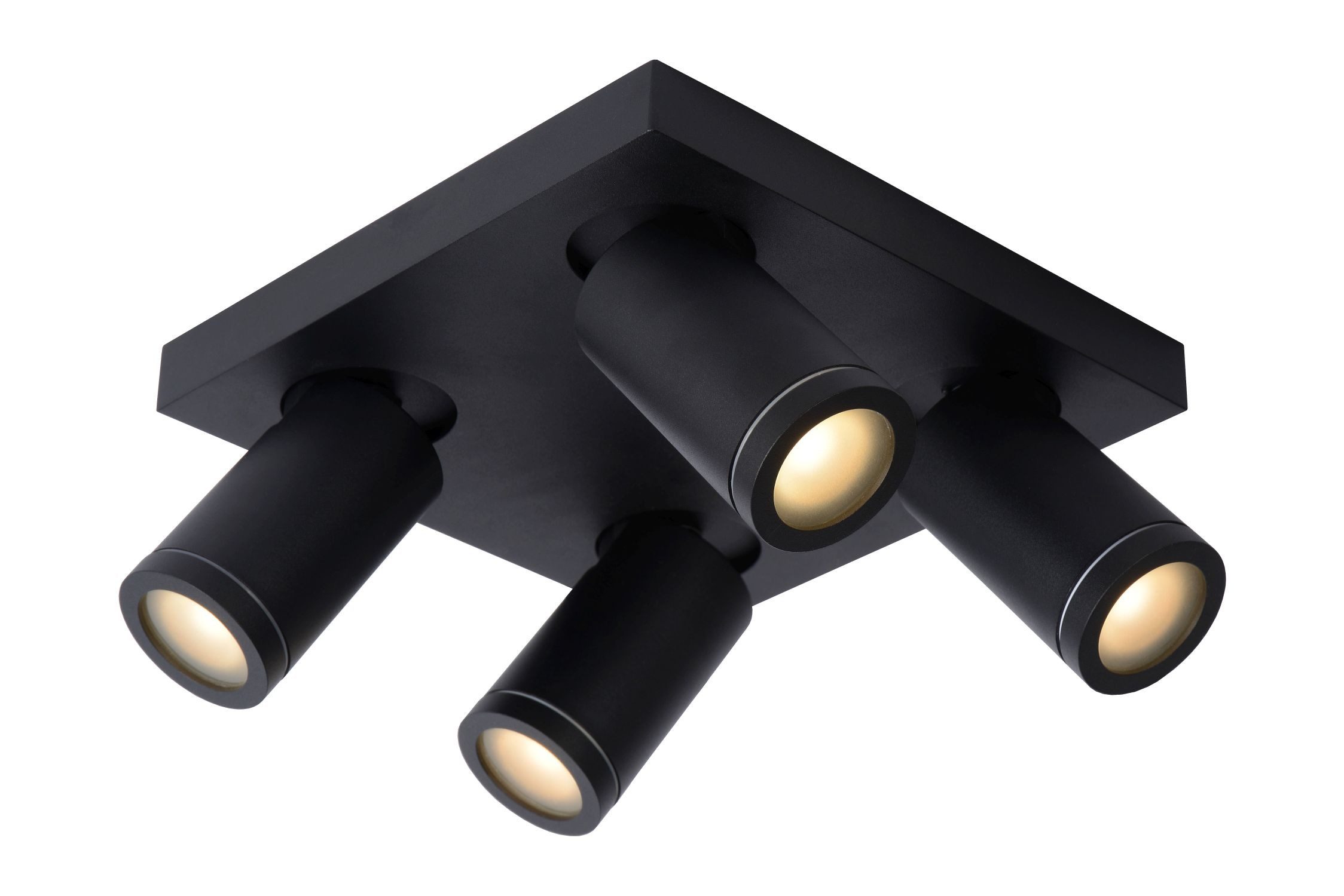 Licht-Erlebnisse Deckenstrahler LUNIQ, Warmweiß, Aluminium GU10 IP44 verstellbar B: 24 cm Schwarz 4-flammig eckig