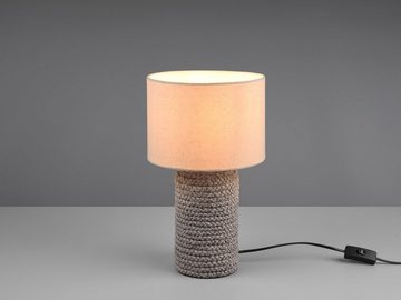 meineWunschleuchte LED Nachttischlampe, Dimmfunktion, LED wechselbar, Warmweiß, ausgefallene Keramik Designer Lampe dimmbar, Stoff Lampenschirm H:38cm