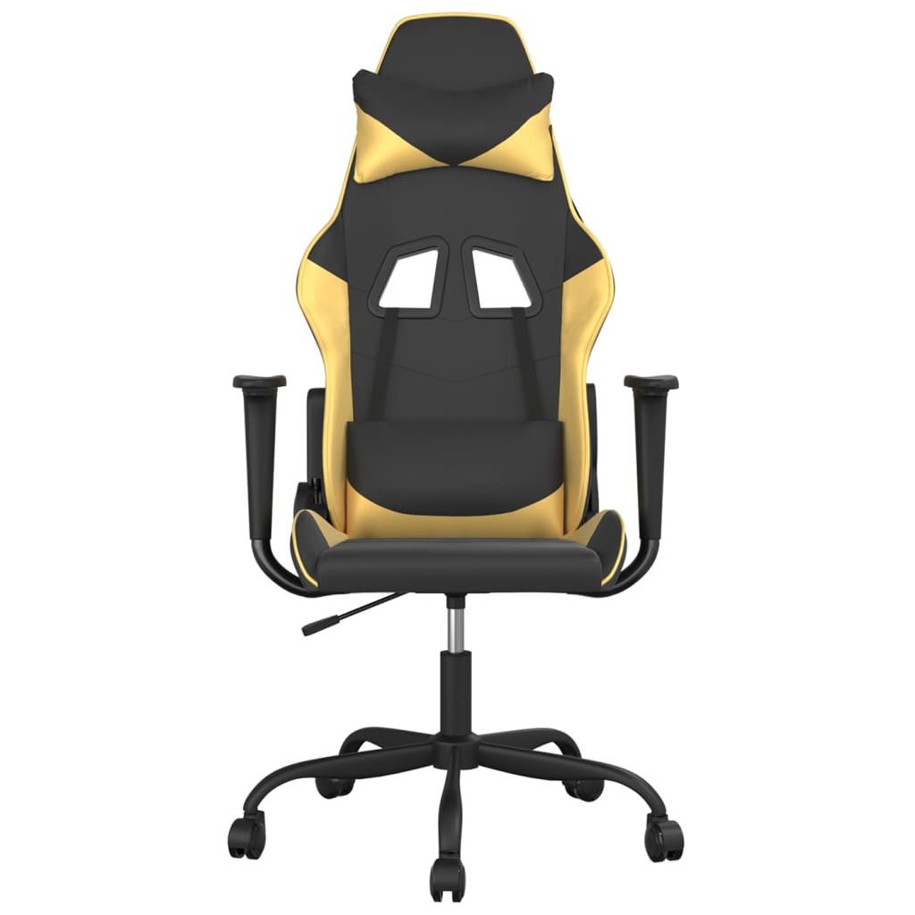 furnicato Gaming-Stuhl Schwarz und Gold 66x56x(120,5-131) cm (1 St), Verstellbarer Spielsessel mit Liegefunktion und Schaumstofffüllung