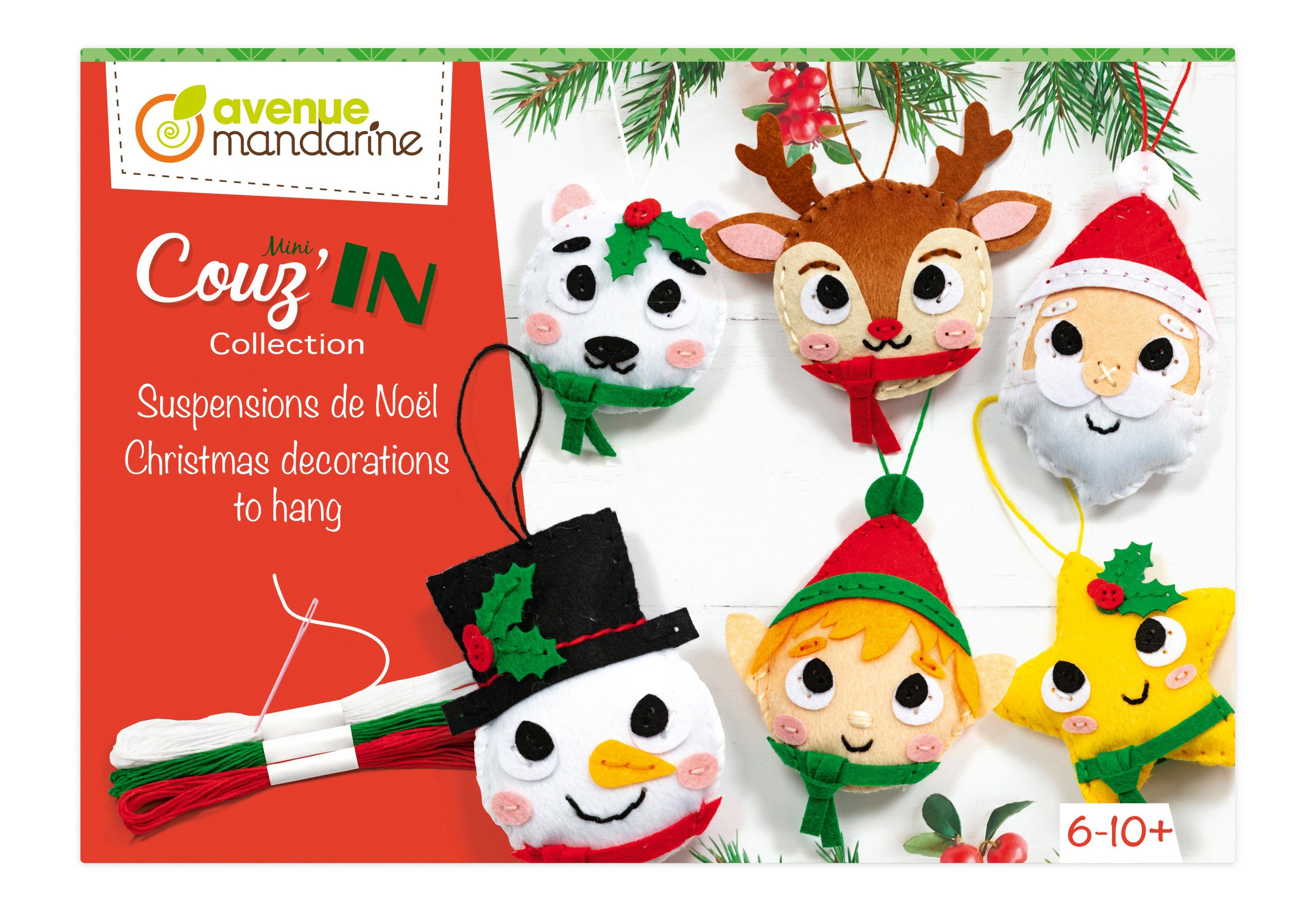 Avenue Mandarine Kreativset Nähset Maxi Couz'In Weihnachtsanhänger, ab 6 Jahren